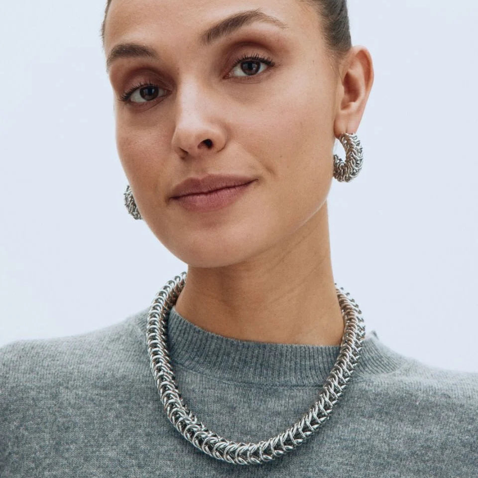 Edblad Kolczyki Palazzo Chain Hoops Steel