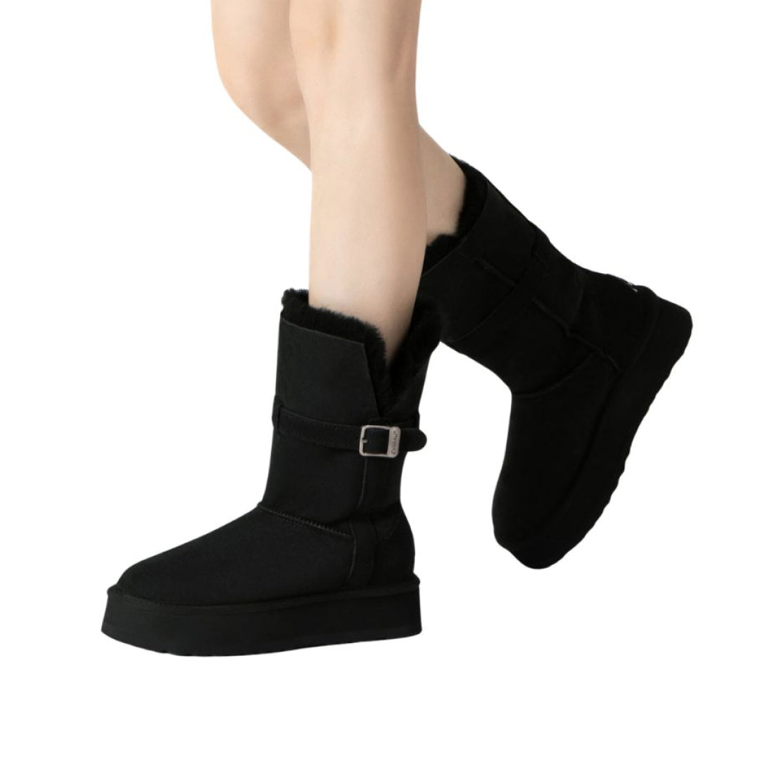 EVERAU Brush Black Platform Boots Botki Czarne