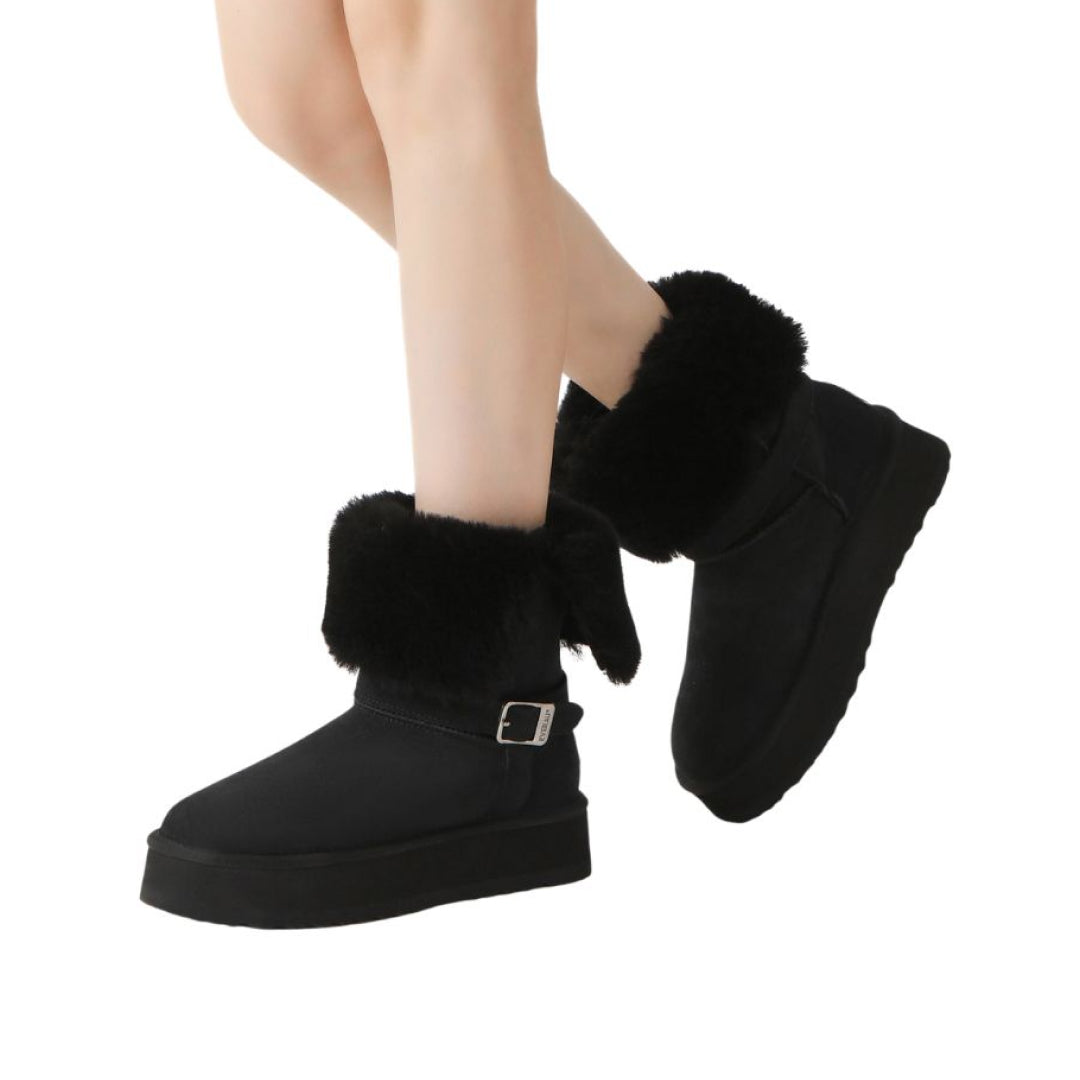 EVERAU Brush Black Platform Boots Botki Czarne