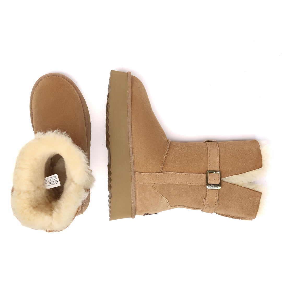 EVERAU Brush Chestnut Platform Boots Botki Brązowe