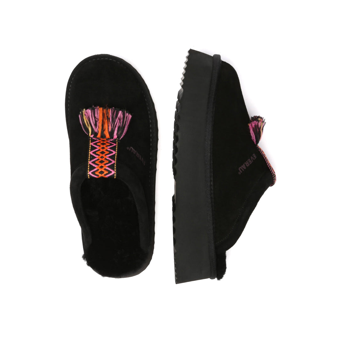 EVERAU Caspian Black Platform Slippers Kapcie Czarne