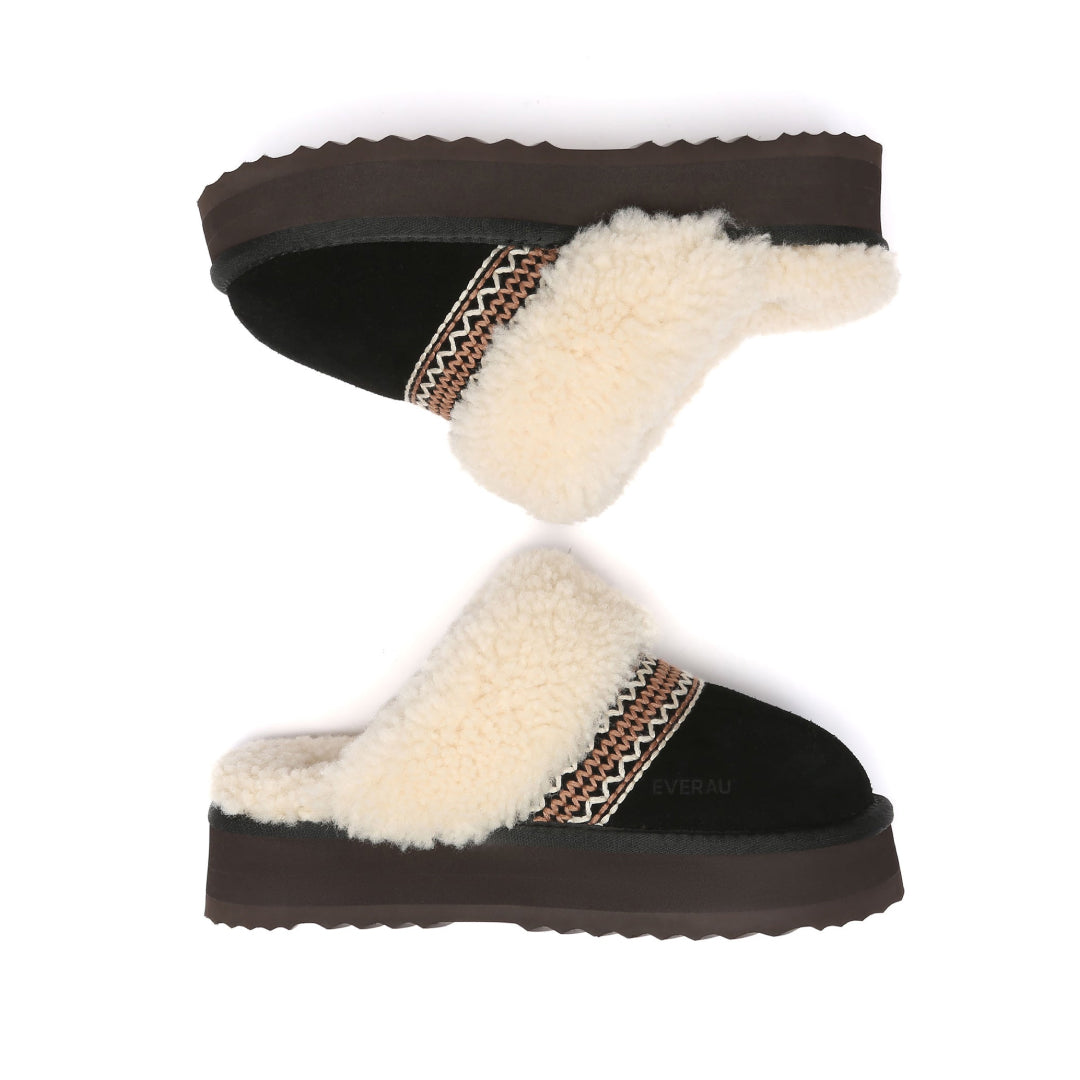 EVERAU Crake Black Platform Slippers Kapcie Czarne
