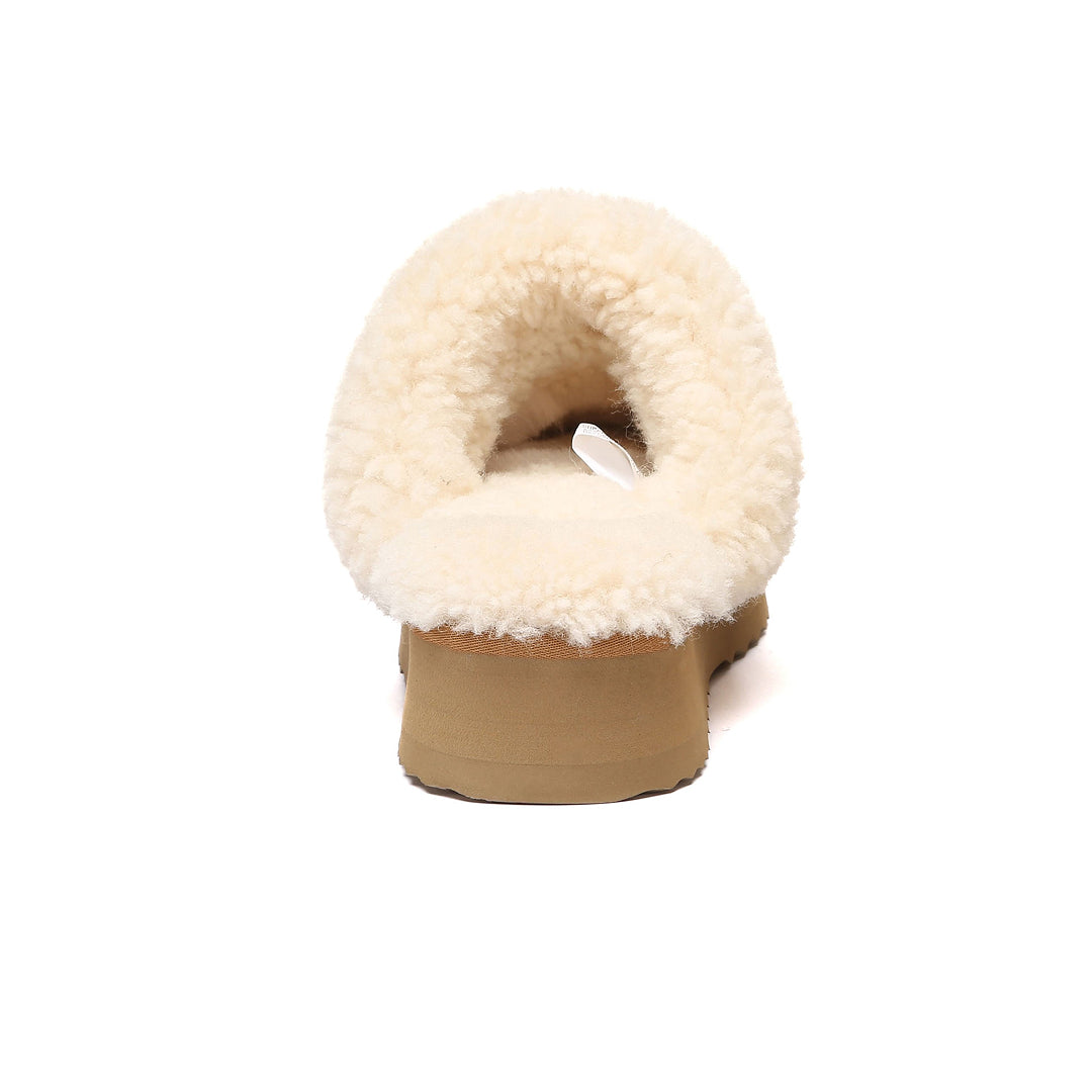 EVERAU Crake Chestnut Platform Slippers Kapcie Brązowe