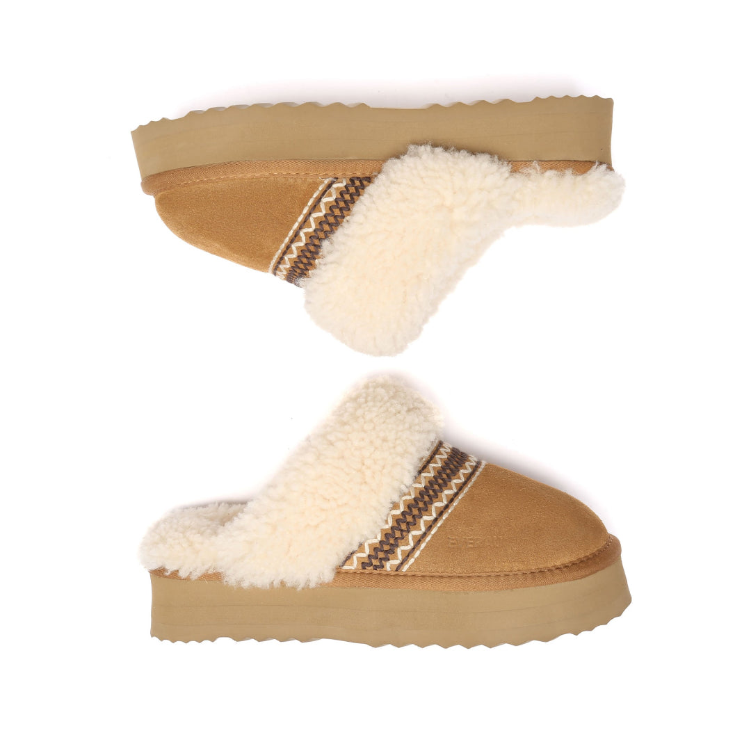 EVERAU Crake Chestnut Platform Slippers Kapcie Brązowe