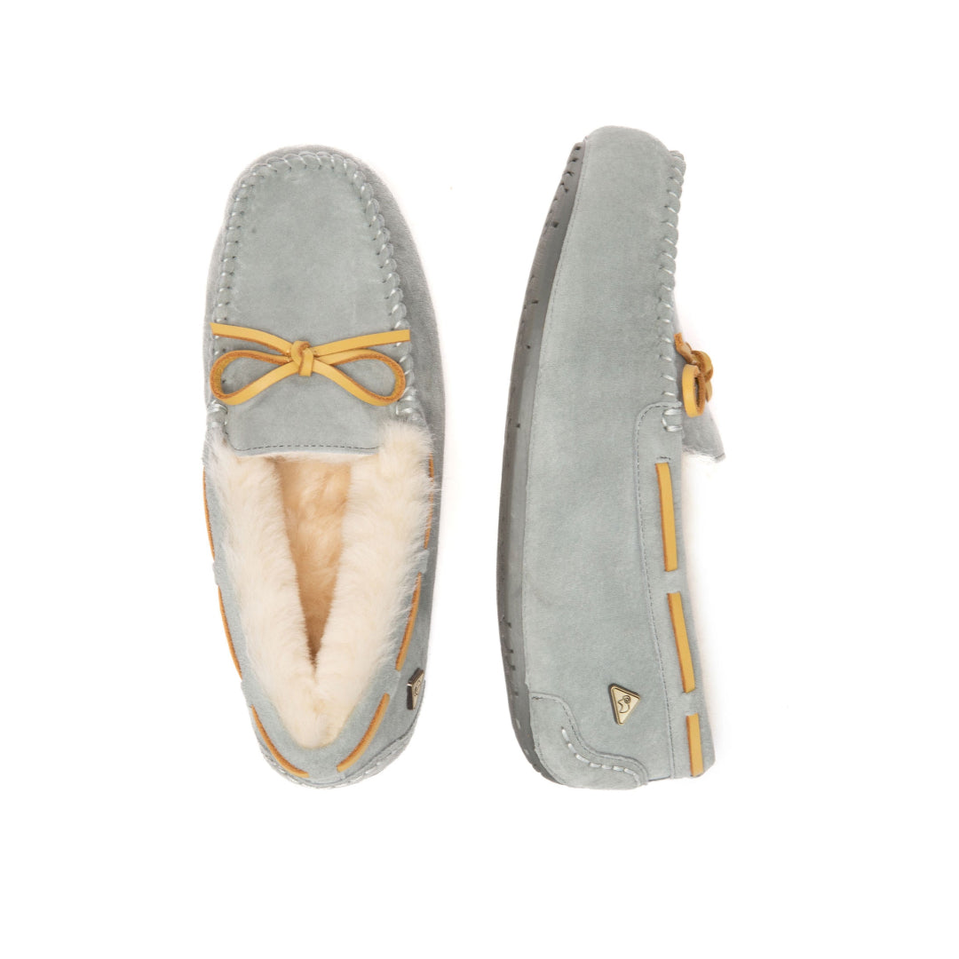 EVERAU Crested Goat Grey Leather Loafers Loafersy Szare