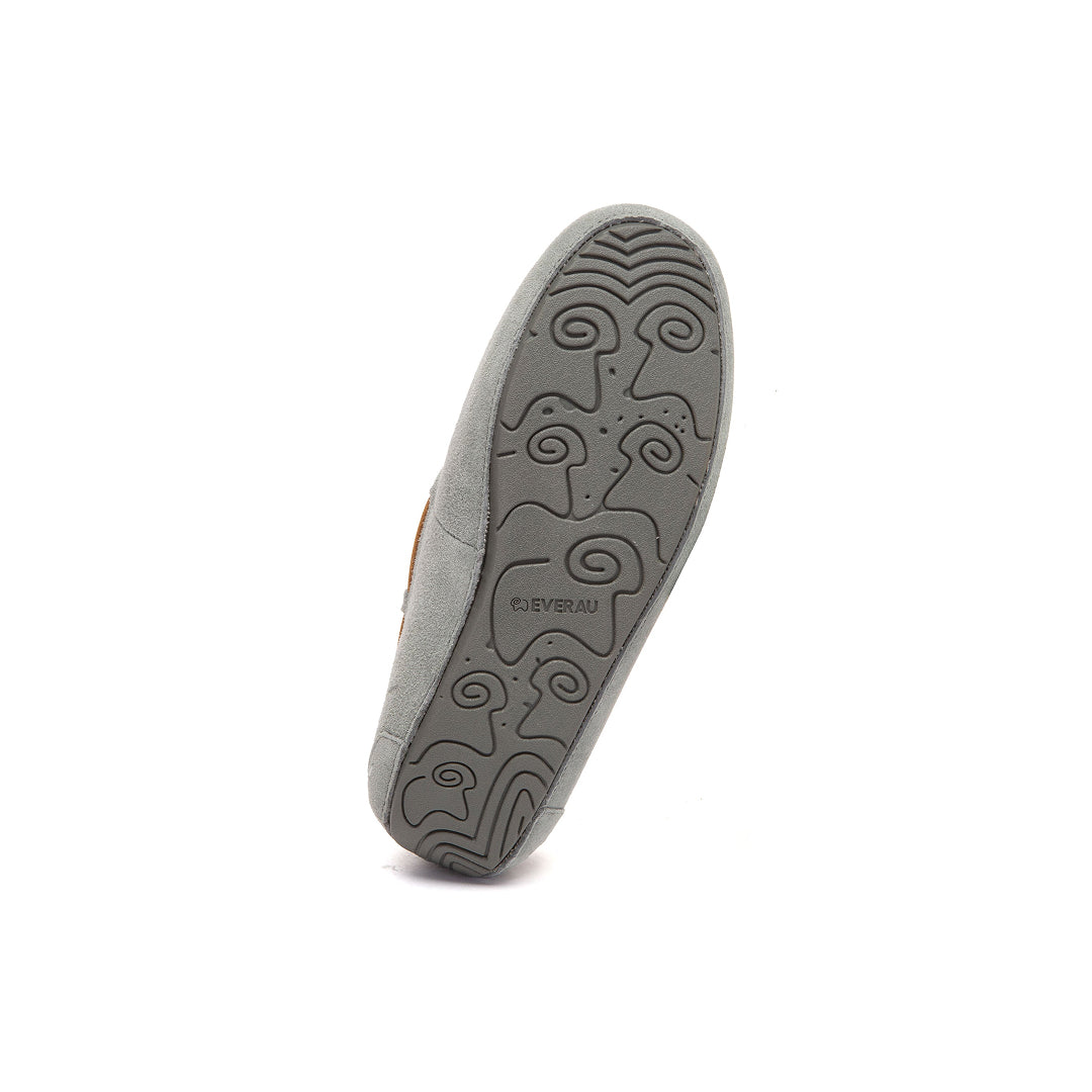 EVERAU Crested Goat Grey Leather Loafers Loafersy Szare