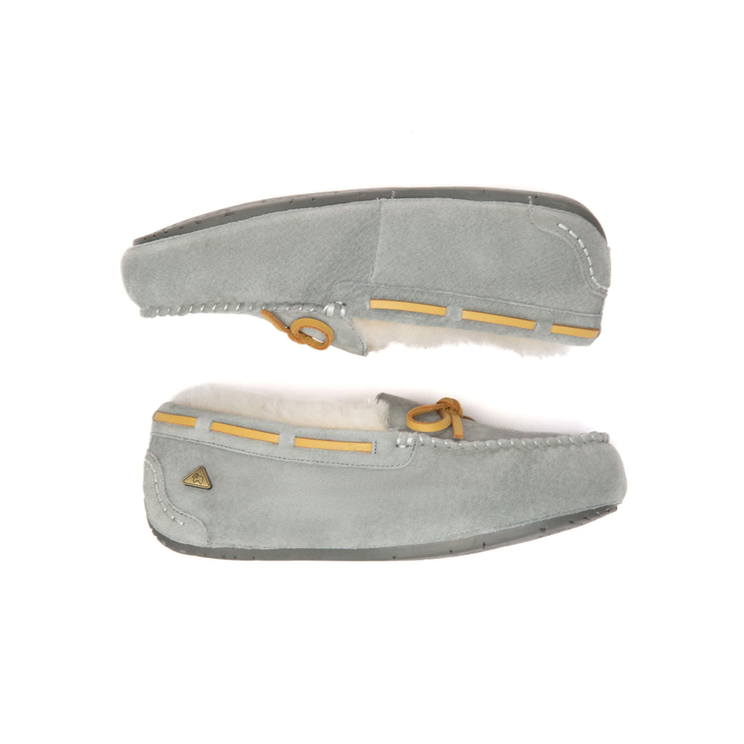 EVERAU Crested Goat Grey Leather Loafers Loafersy Szare