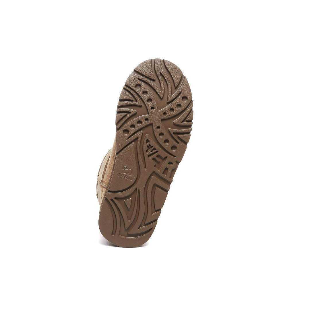 EVERAU Dusky Chestnut Leather Platform Short Boots Botki Brązowe