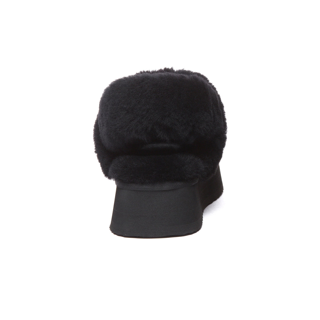 EVERAU Fantail Leather Slippers With Two Removable Straps Kapcie Czarne