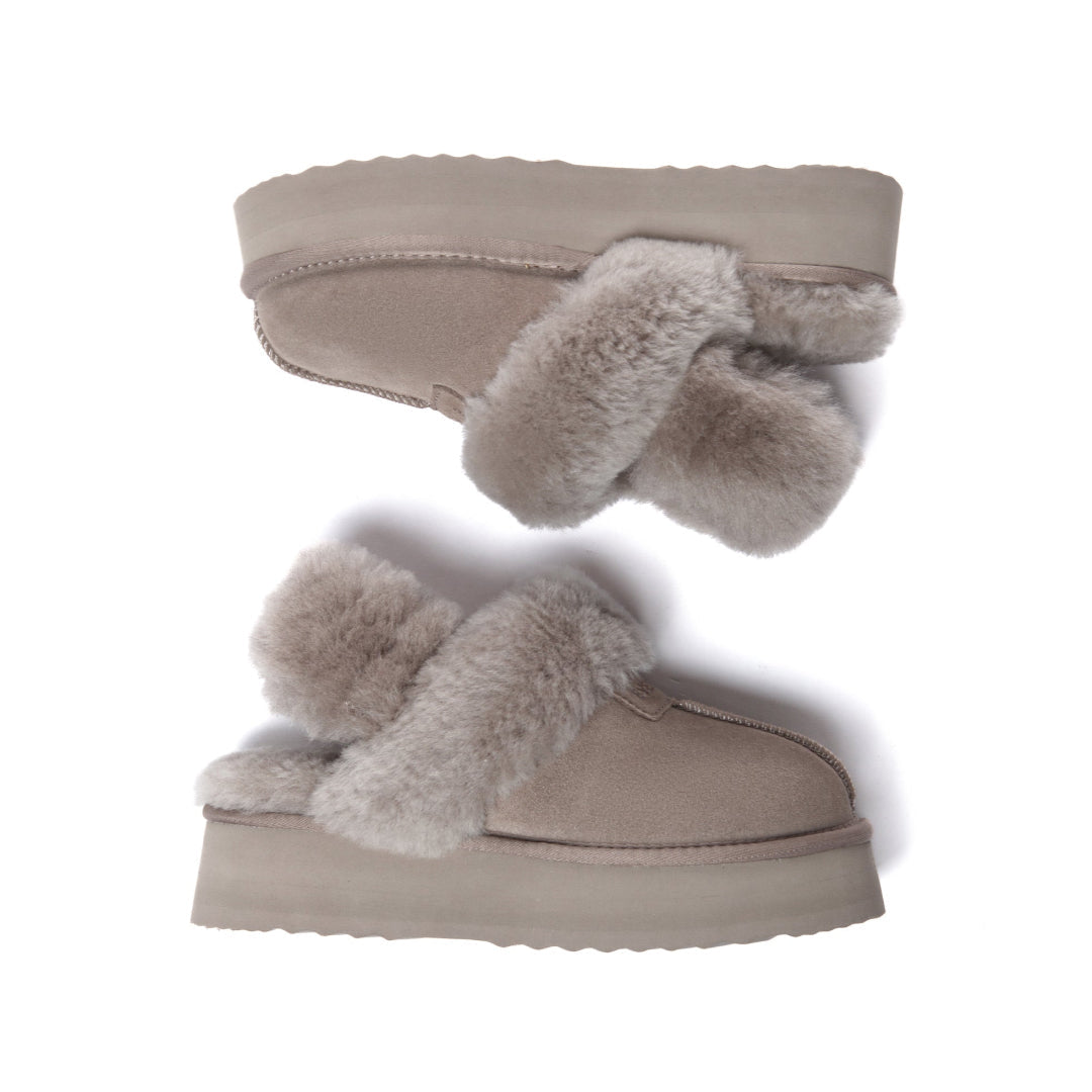 EVERAU Fantail Brown Leather Slippers With Two Removable Straps Kapcie Brązowe