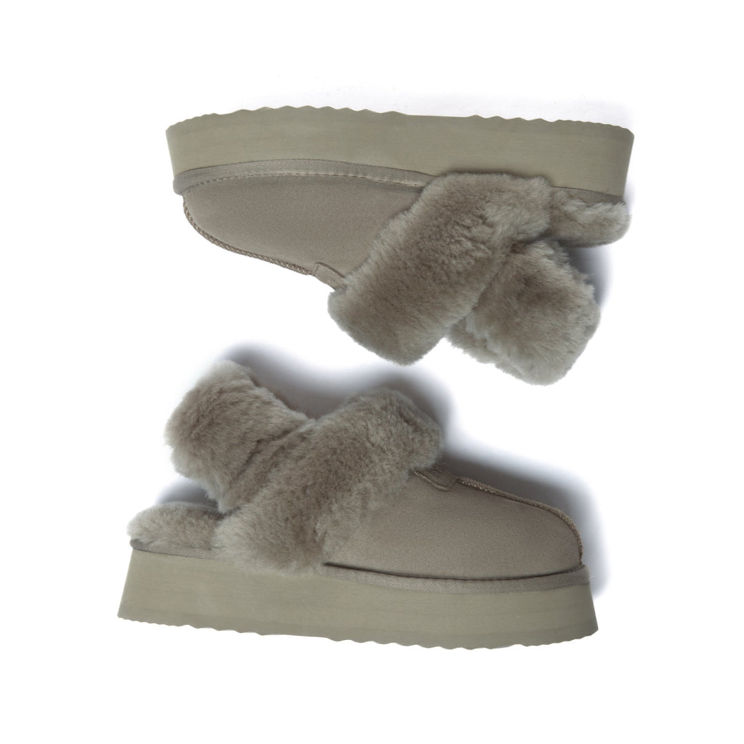 EVERAU Fantail Leather Slippers With Two Removable Straps Kapcie Zielone