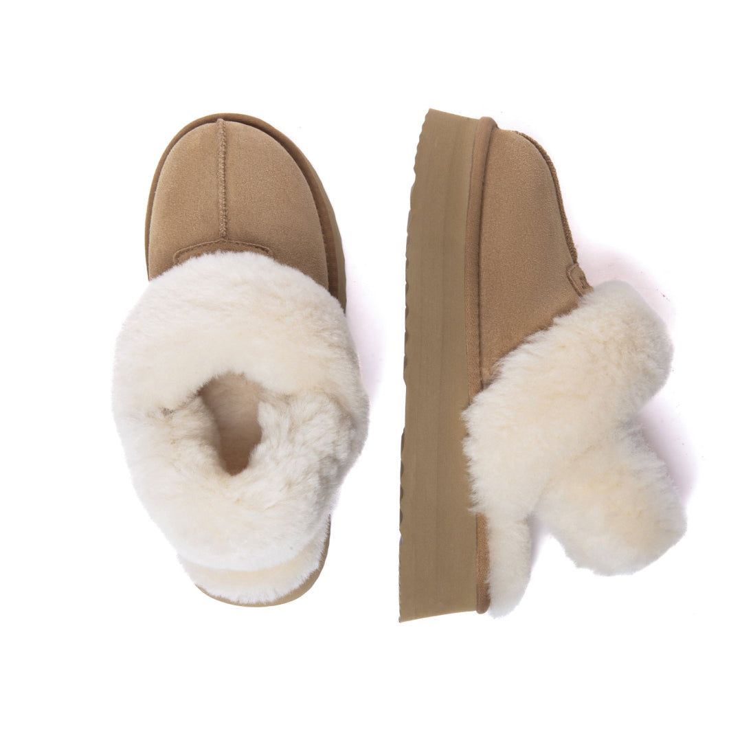 EVERAU Fantail Leather Slippers With Two Removable Straps Kapcie Brązowe