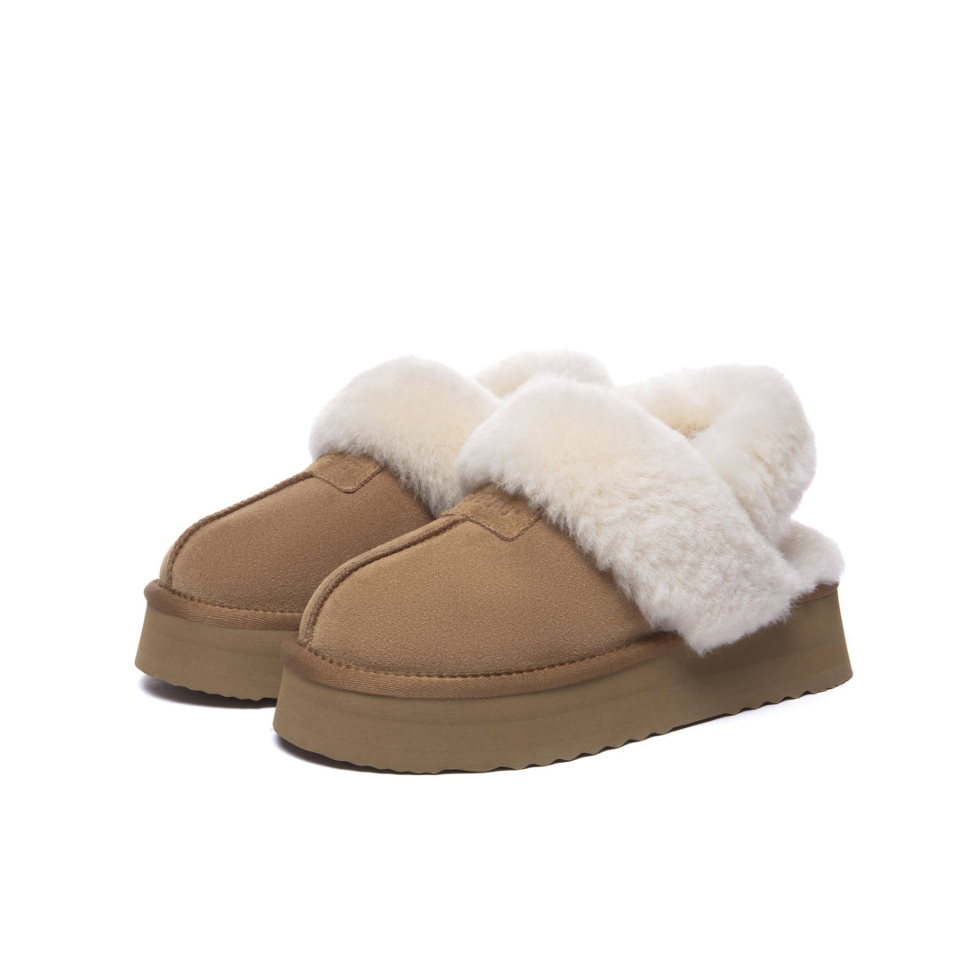 EVERAU Fantail Leather Slippers With Two Removable Straps Kapcie Brązowe