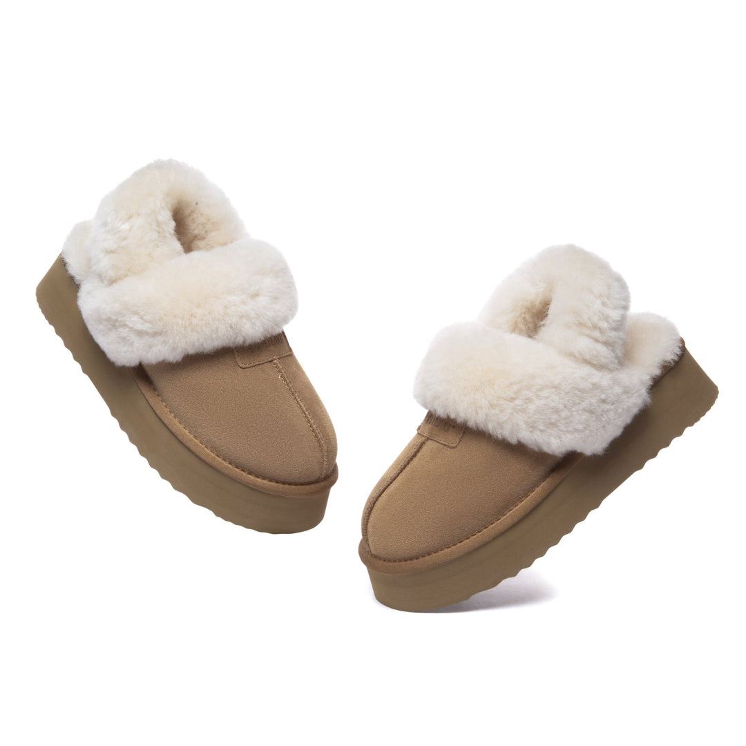 EVERAU Fantail Leather Slippers With Two Removable Straps Kapcie Brązowe