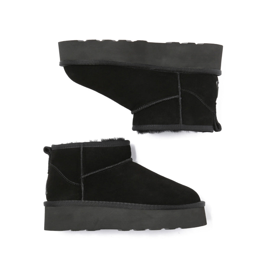 EVERAU Heron Black Ultra Mini Platform Boots Botki Czarne