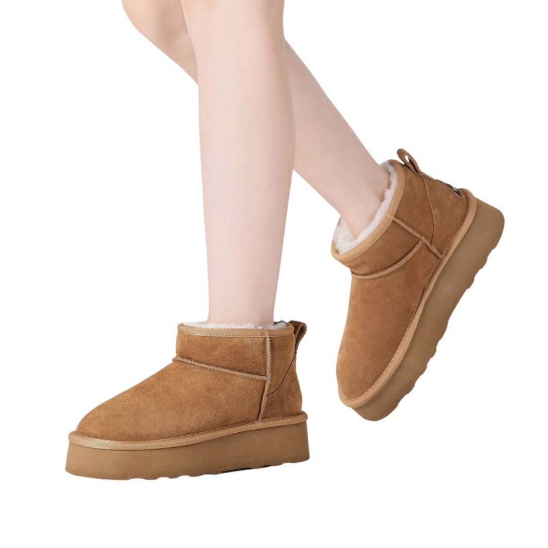 EVERAU Heron Chcestnut Ultra Mini Platform Boots Botki Brązowe