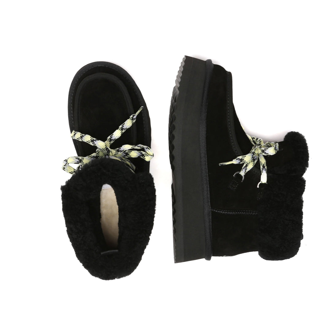 EVERAU Lapwing Black Ankle Platform Boots Botki Czarne