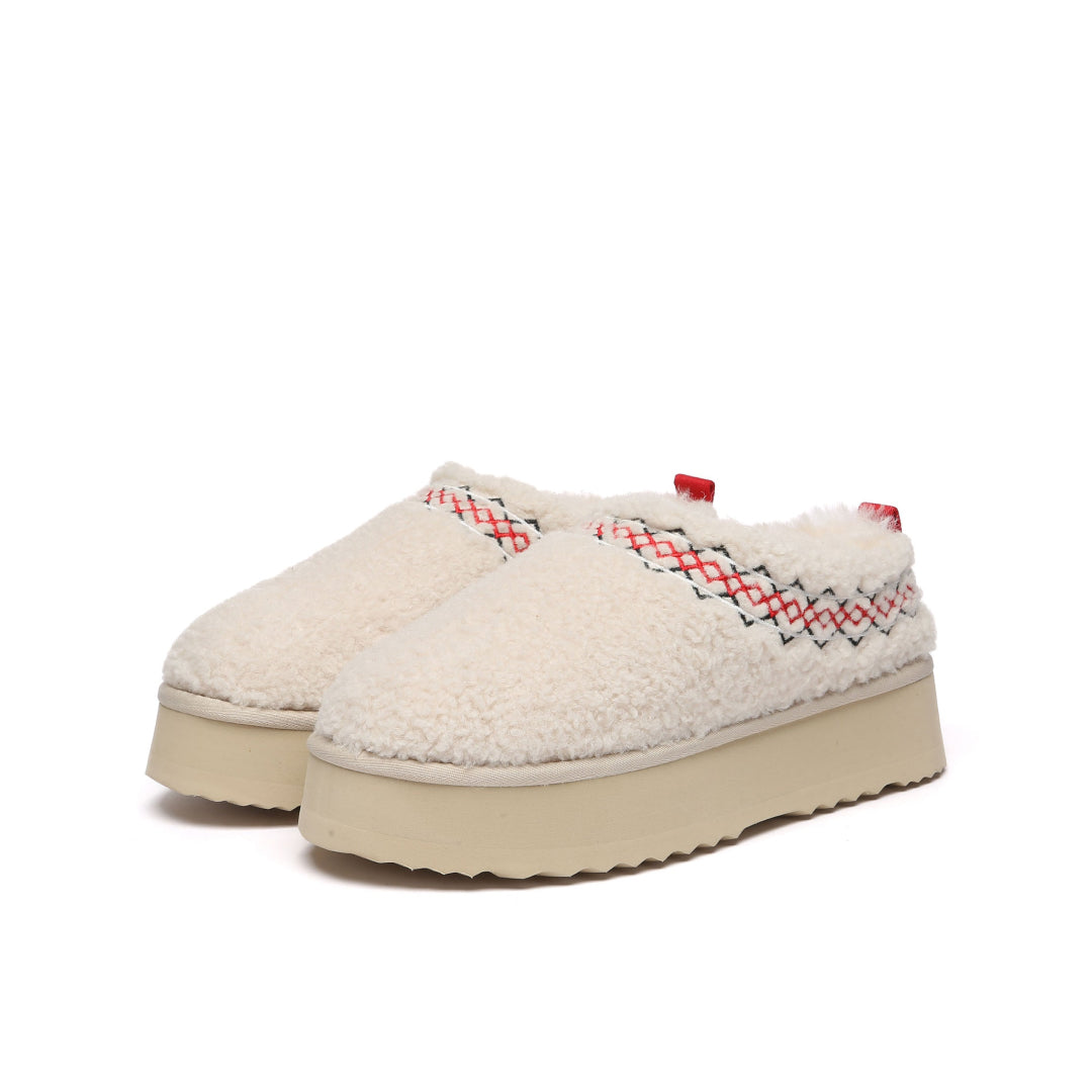 EVERAU Lewin Sand Plush Platform Slippers Kapcie Piaskowe
