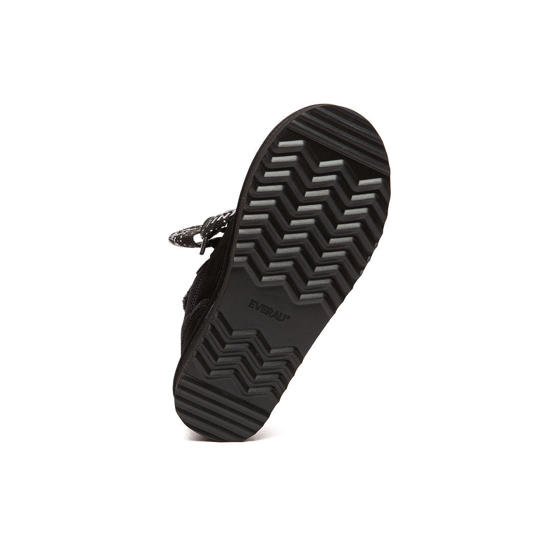 EVERAU Marbled Black Lace Up Platform Sneakersy Czarne