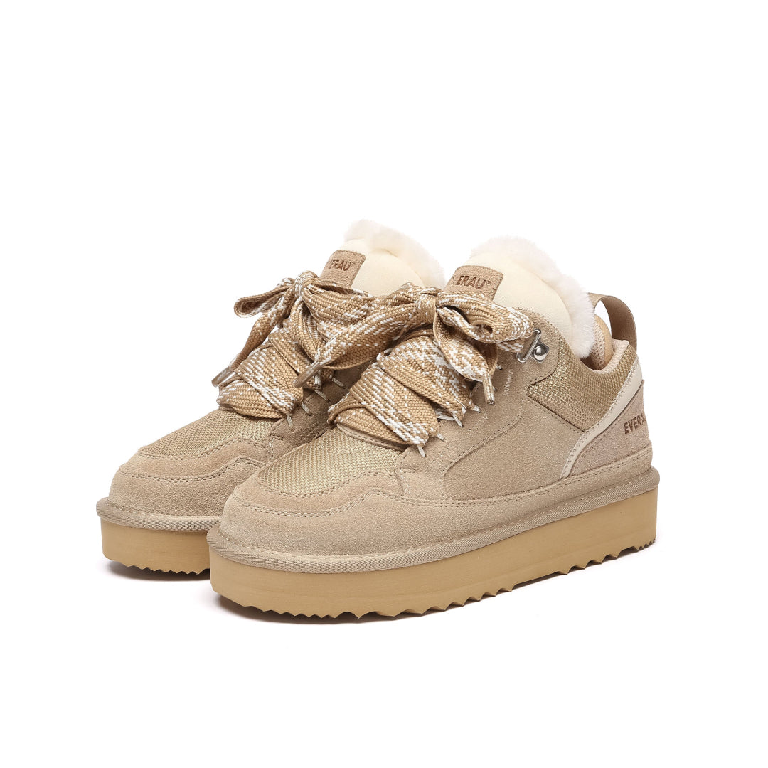 EVERAU Marbled Sand Lace Up Platform Sneakersy Beżowe