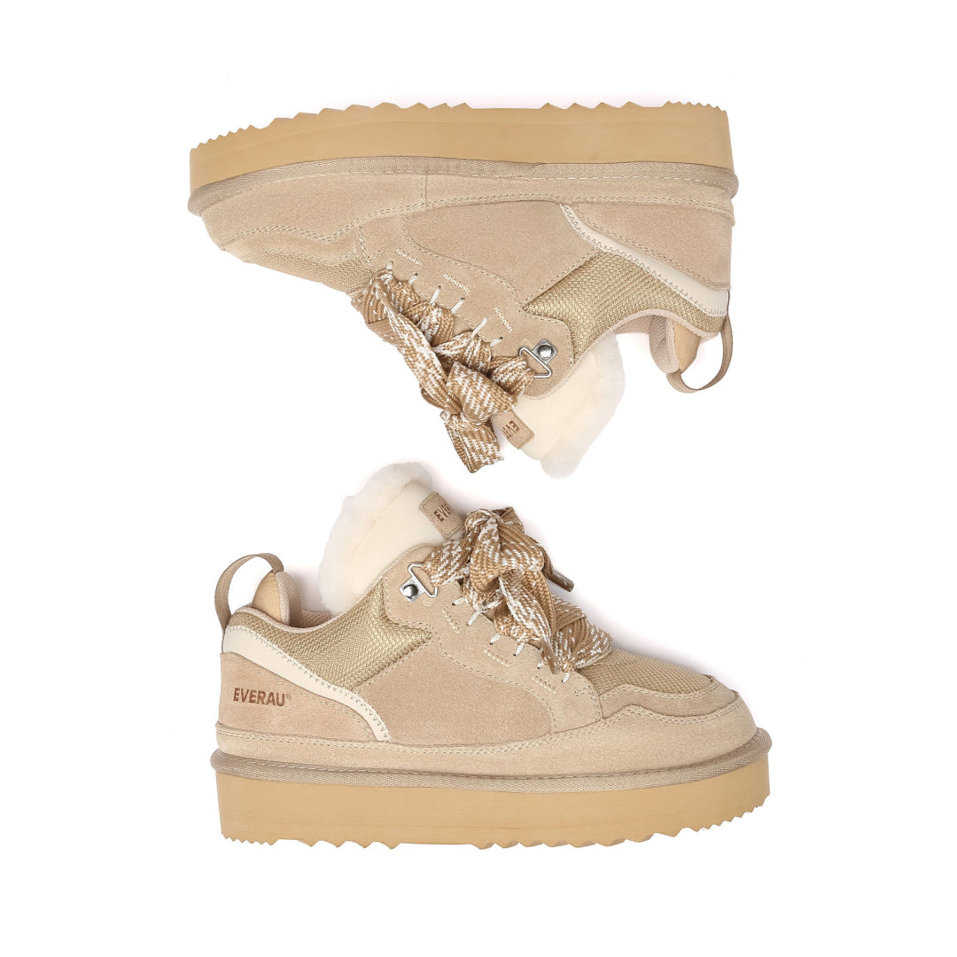 EVERAU Marbled Sand Lace Up Platform Sneakersy Beżowe
