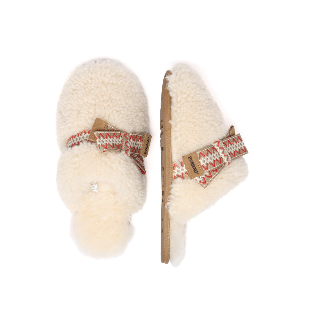 EVERAU Moorhen Cream Bow Slippers Kapcie Beżowe