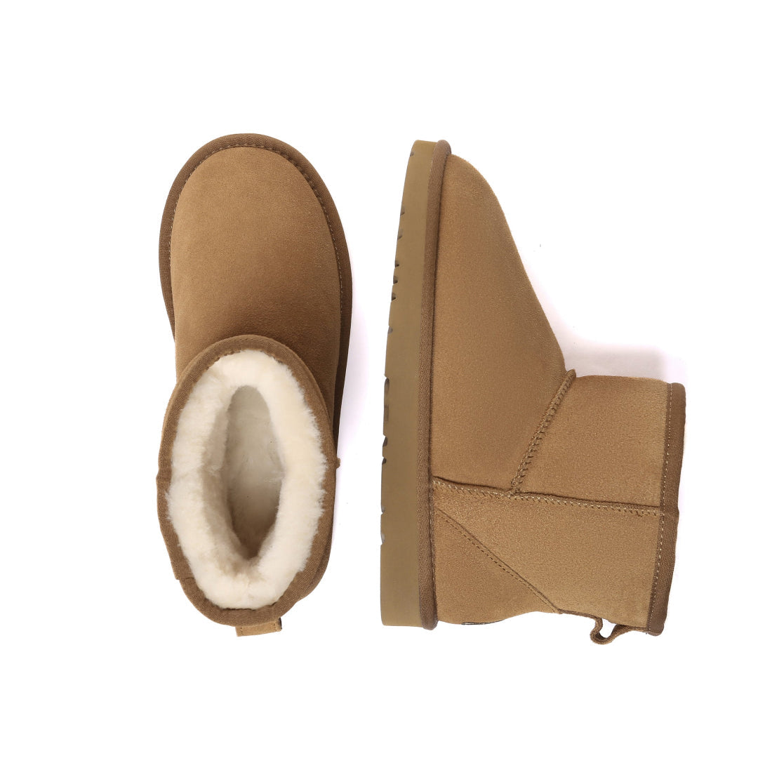 EVERAU Ostrich Chestnut Leather Short Boots Botki Brązowe