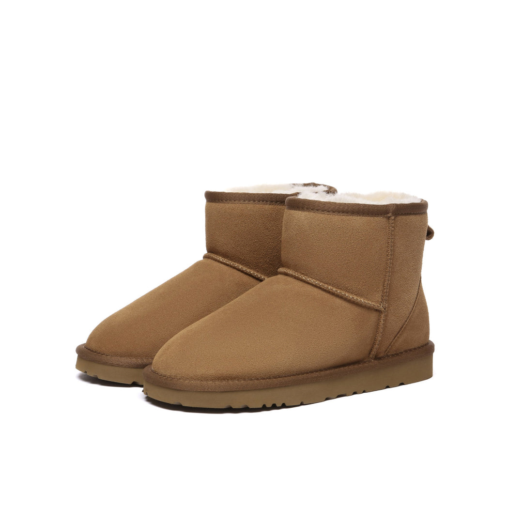 EVERAU Ostrich Chestnut Leather Short Boots Botki Brązowe