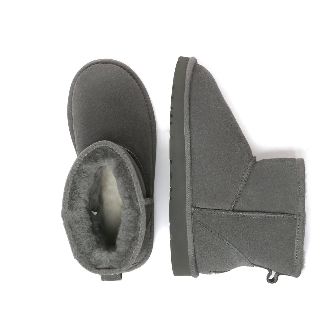 EVERAU Ostrich Grey Leather Short Boots Botki Szare