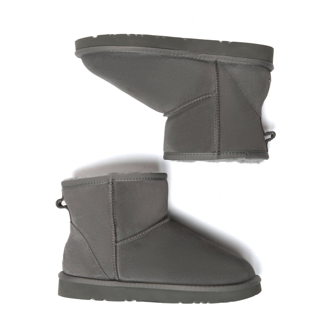 EVERAU Ostrich Grey Leather Short Boots Botki Szare