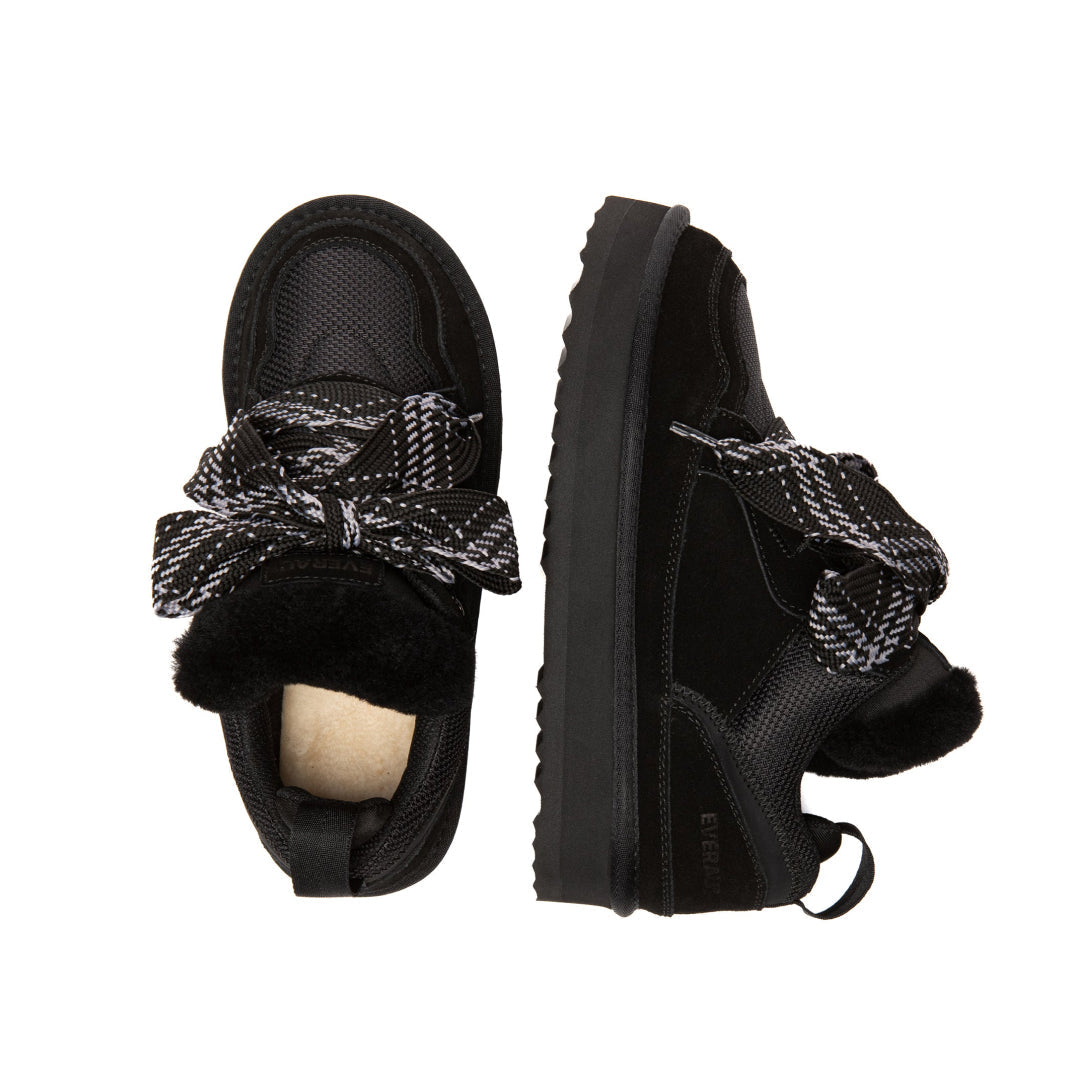 EVERAU Papuan Black Lace Up Sneakersy Czarne