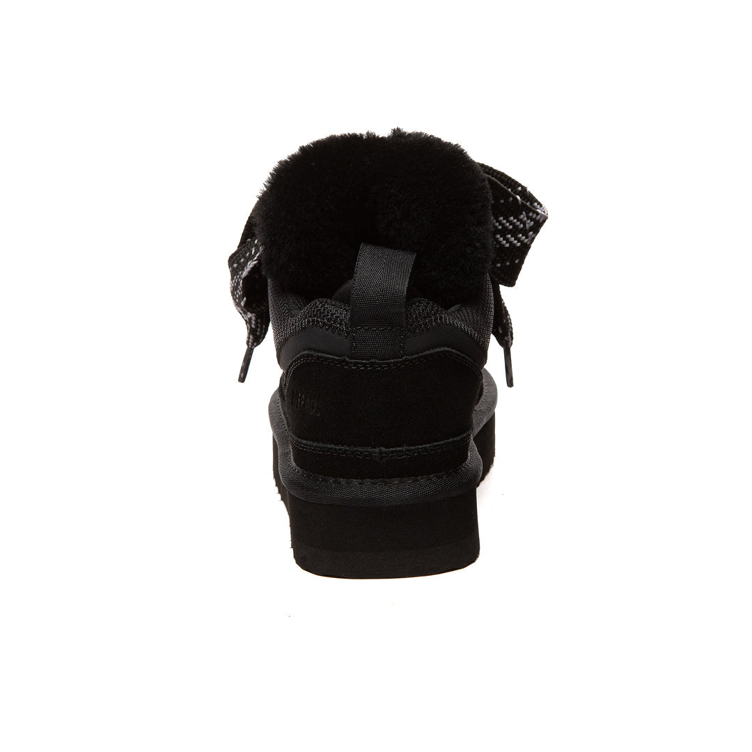 EVERAU Papuan Black Lace Up Sneakersy Czarne