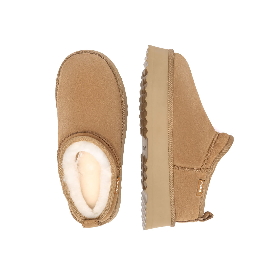 EVERAU Partridge Chestnut Platform Ultra Mini Boots Botki Brązowe