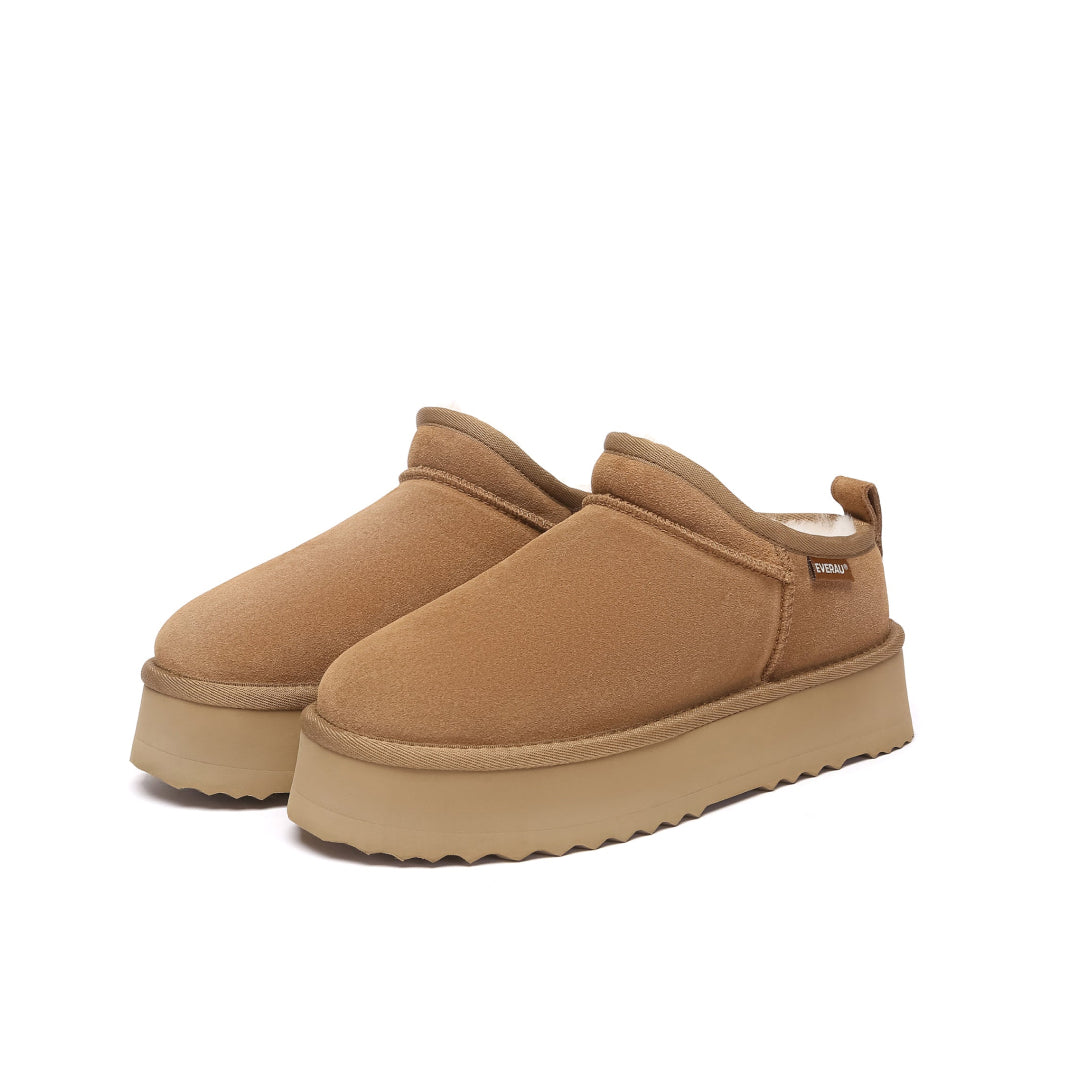 EVERAU Partridge Chestnut Platform Ultra Mini Boots Botki Brązowe