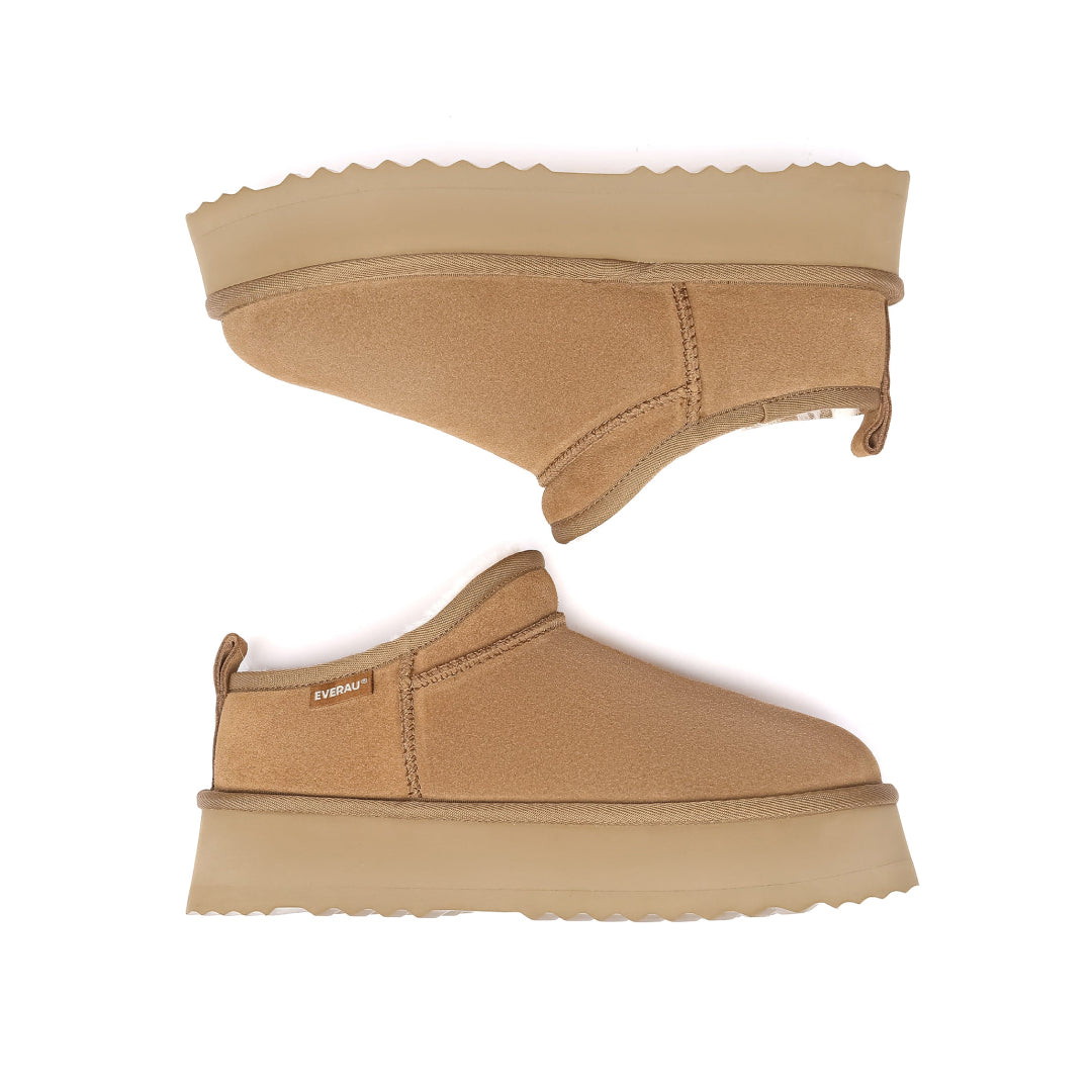 EVERAU Partridge Chestnut Platform Ultra Mini Boots Botki Brązowe