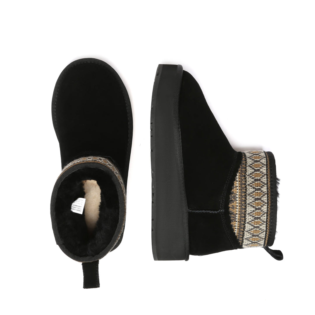 EVERAU Plover Black Ankle Platform Boots Botki Czarne