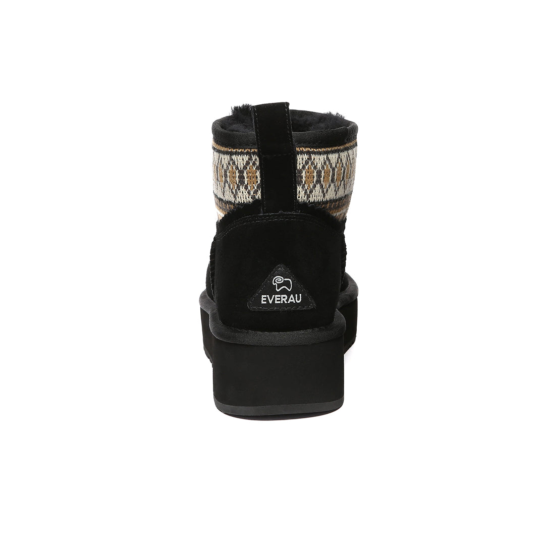 EVERAU Plover Black Ankle Platform Boots Botki Czarne