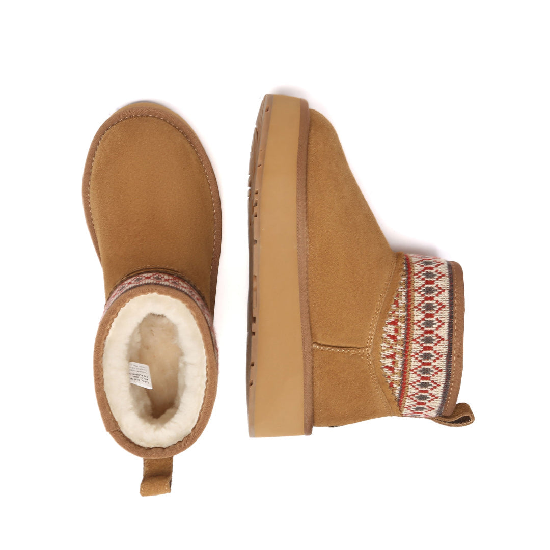 EVERAU Plover Chestnut Ankle Platform Boots Botki Brązowe