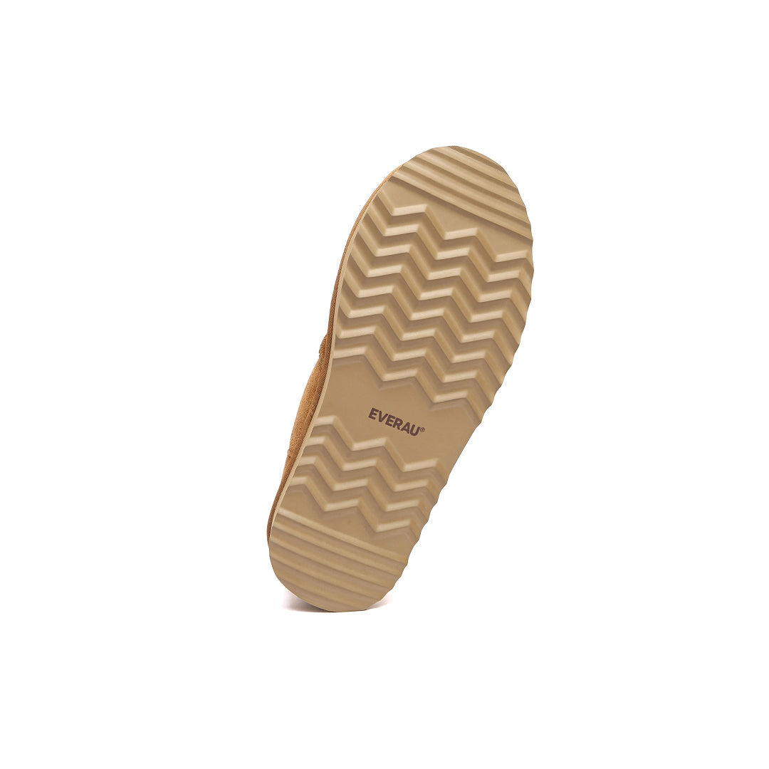 EVERAU Plumed Chestnut Ankle Platform Baleriny Brązowe