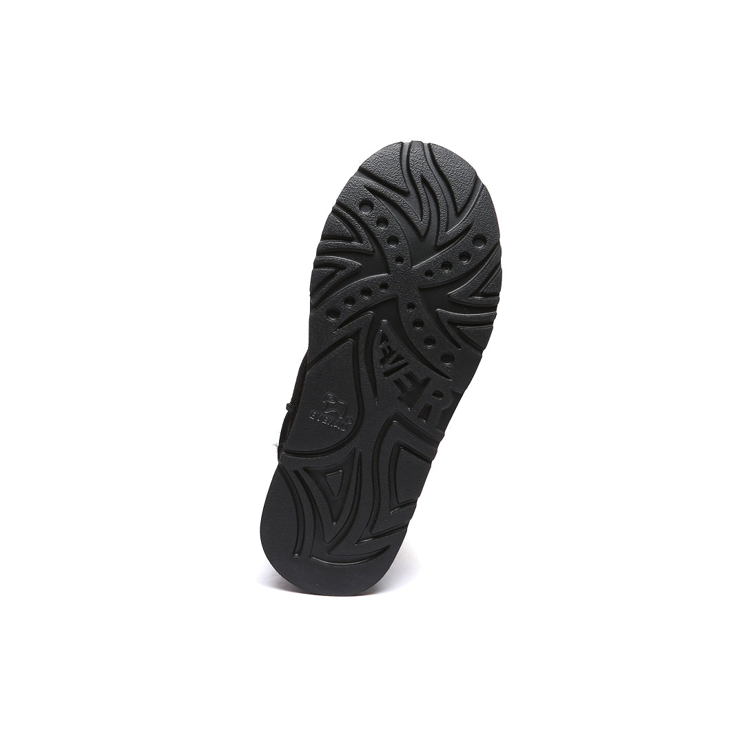 EVERAU Shoveler Black Leather Platform Short Chelsea Boots Botki Czarne