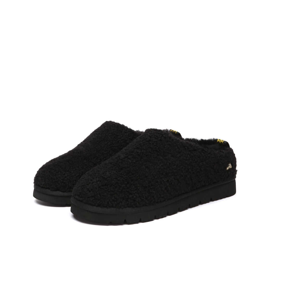 EVERAU Snipe Black Plush Ankle Slippers Kapcie Czarne