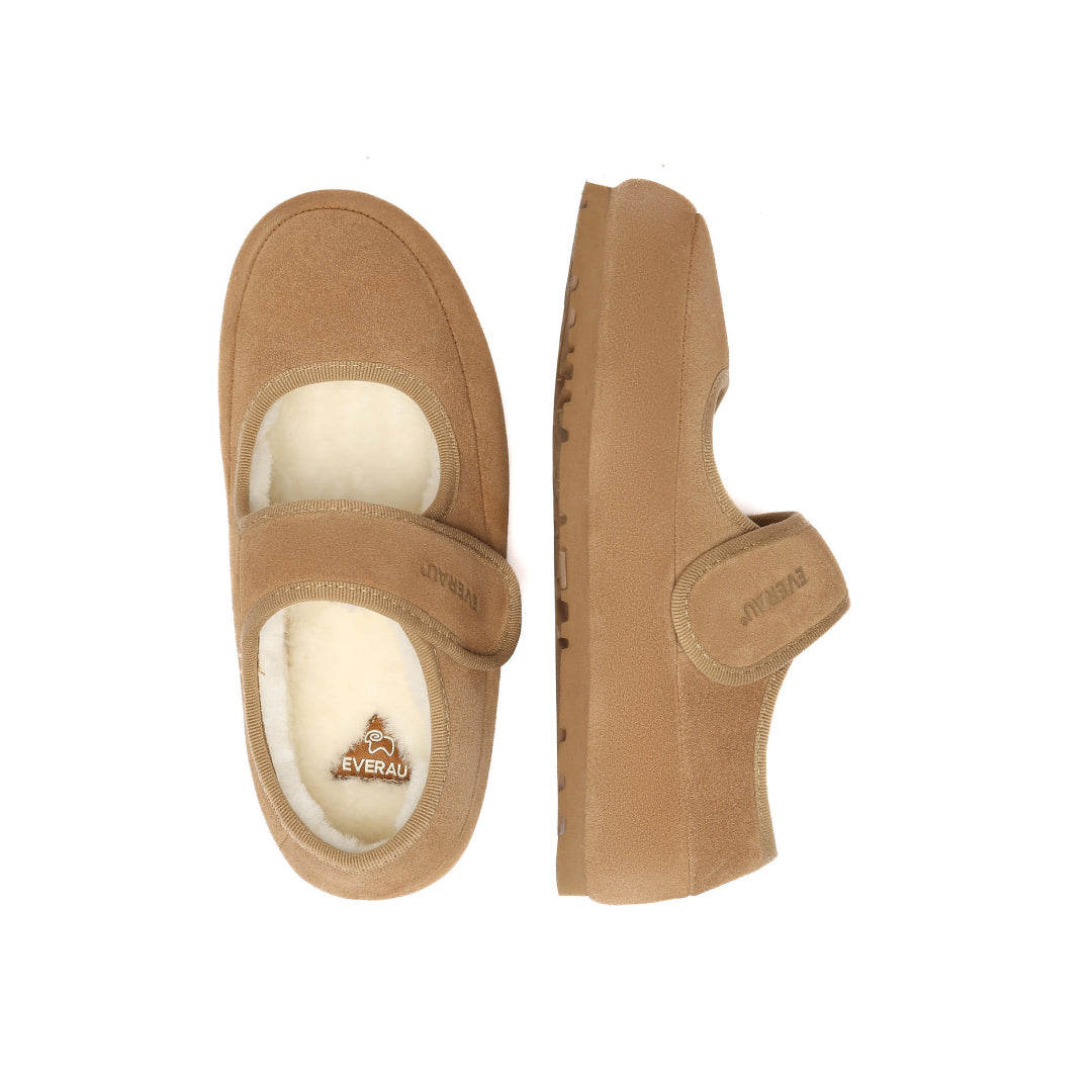 EVERAU Teal Chestnut Adjustable Strap Baleriny Brązowe