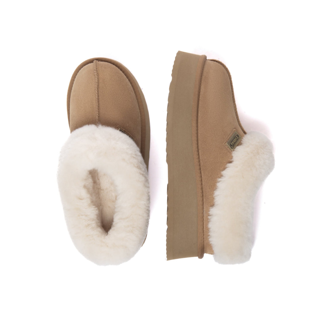 EVERAU Topknot Chestnut Leather Slippers Kapcie Brązowe