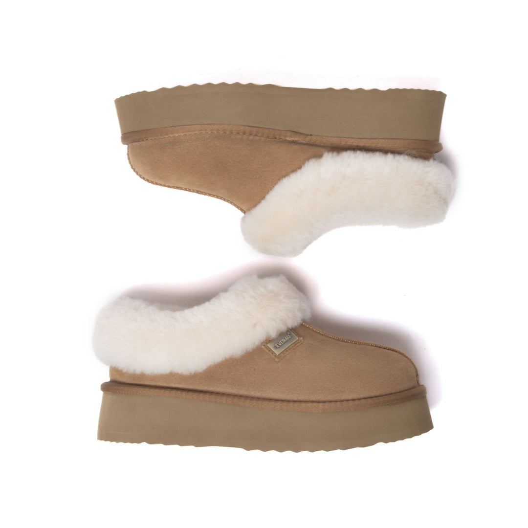 EVERAU Topknot Chestnut Leather Slippers Kapcie Brązowe