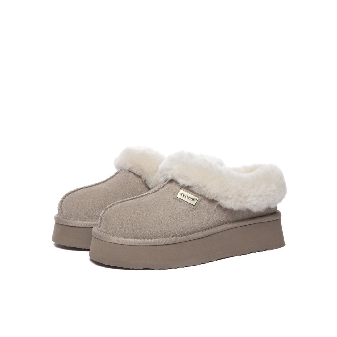EVERAU Topknot Sand Leather Slippers Kapcie Beżowe