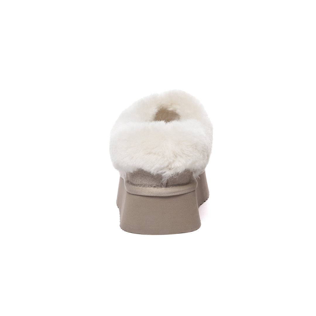 EVERAU Topknot Sand Leather Slippers Kapcie Beżowe