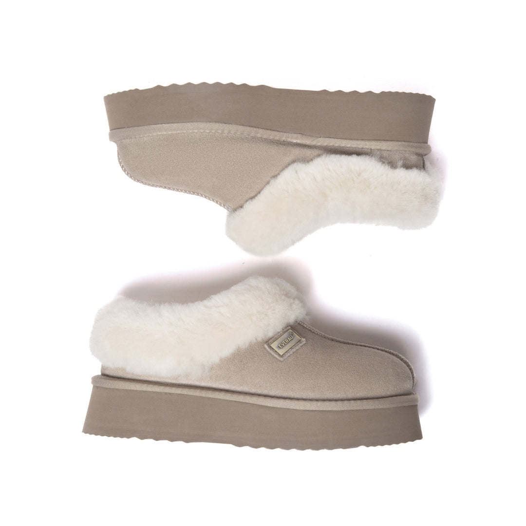 EVERAU Topknot Sand Leather Slippers Kapcie Beżowe