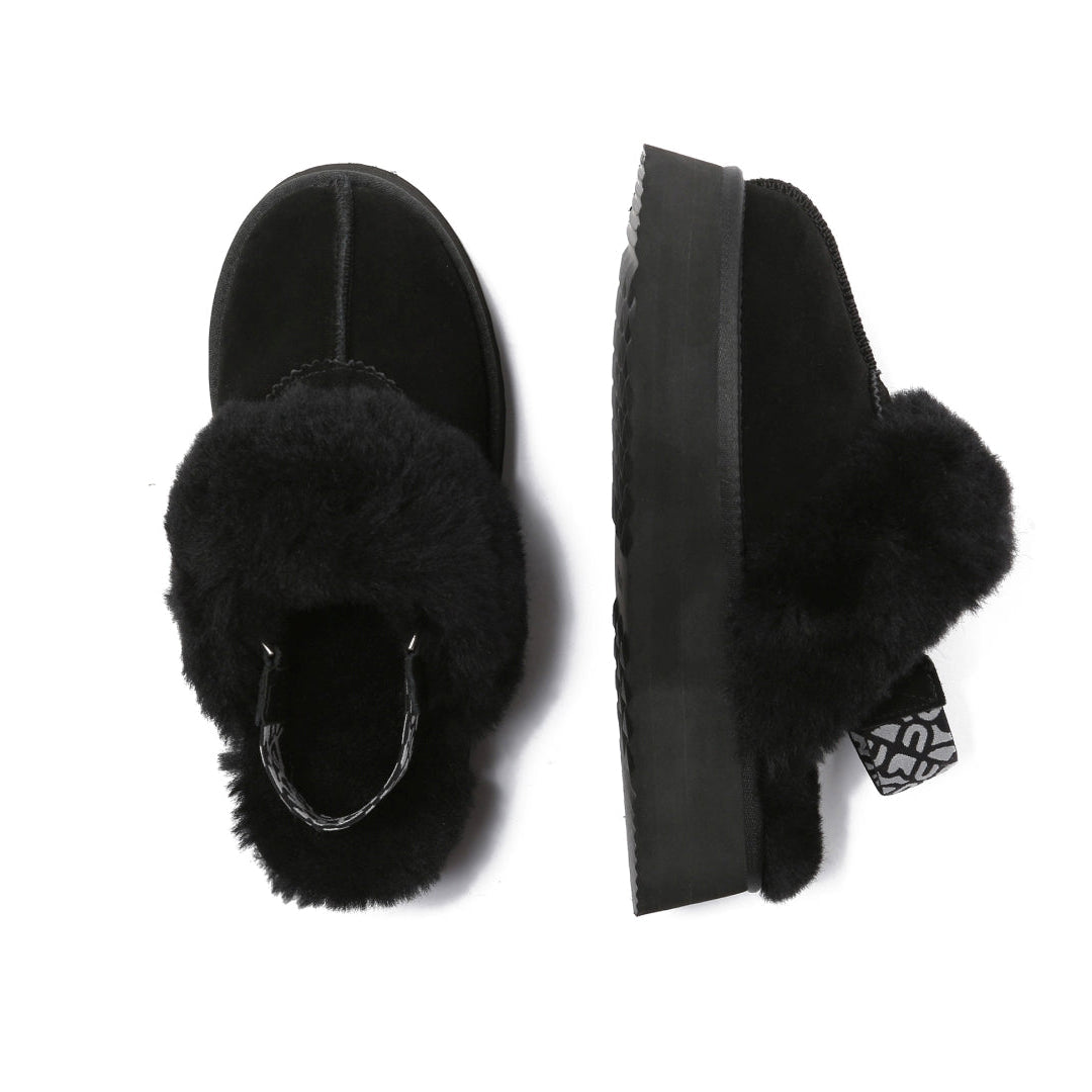 EVERAU Wagtail Black Platform Slippers Kapcie Czarne