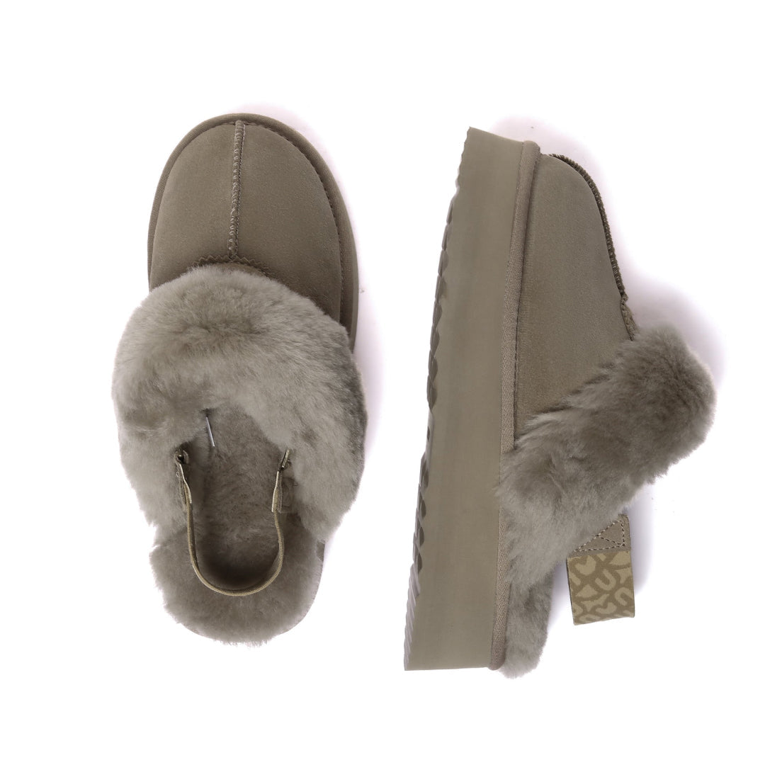 EVERAU Wagtail Brown Platform Slippers Kapcie Brązowe