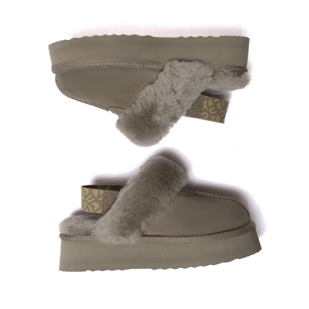 EVERAU Wagtail Brown Platform Slippers Kapcie Brązowe